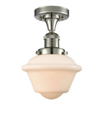 517-1CH-PN-G531 1-Light 7.5" Polished Nickel Semi-Flush Mount - Matte White Cased Small Oxford Glass - LED Bulb - Dimmensions: 7.5 x 7.5 x 11 - Sloped Ceiling Compatible: No
