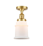 517-1CH-SG-G181 1-Light 6" Satin Gold Semi-Flush Mount - Matte White Canton Glass - LED Bulb - Dimmensions: 6 x 6 x 11.5 - Sloped Ceiling Compatible: No