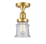 517-1CH-SG-G184S 1-Light 6" Satin Gold Semi-Flush Mount - Seedy Small Canton Glass - LED Bulb - Dimmensions: 6 x 6 x 11.5 - Sloped Ceiling Compatible: No