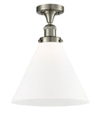 517-1CH-SN-G41-L 1-Light 12" Brushed Satin Nickel Semi-Flush Mount - Matte White Cased Cone 12" Glass - LED Bulb - Dimmensions: 12 x 12 x 16 - Sloped Ceiling Compatible: No