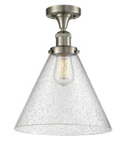 517-1CH-SN-G44-L 1-Light 12" Brushed Satin Nickel Semi-Flush Mount - Seedy Cone 12" Glass - LED Bulb - Dimmensions: 12 x 12 x 16 - Sloped Ceiling Compatible: No