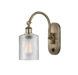 1-Light 5.3" Antique Brass Sconce - Clear Cobbleskill Glass LED - w/Switch