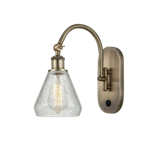 1-Light 6" Conesus Sconce - Cone Clear Crackle Glass - Choice of Finish And Incandesent Or LED Bulbs