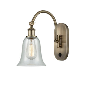 1-Light 6.25" Antique Brass Sconce - Fishnet Hanover Glass LED - w/Switch
