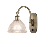 1-Light 8" Antique Brass Sconce - Clear Arietta Glass LED - w/Switch