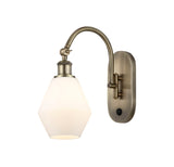 1-Light 6" Antique Brass Sconce - Cased Matte White Cindyrella 6" Glass LED - w/Switch