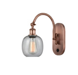 1-Light 6" Antique Brass Sconce - Seedy Belfast Glass LED - w/Switch