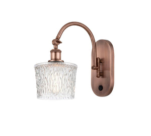 518-1W-AB-G402 1-Light 6.5" Antique Brass Sconce - Clear Niagra Glass - LED Bulb - Dimmensions: 6.5 x 13.25 x 12.25 - Glass Up or Down: Yes