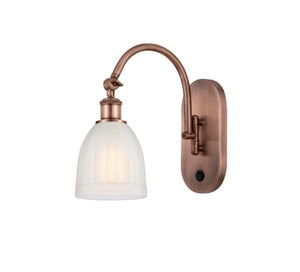 1-Light 5.75" Brookfield Sconce - Drum White Glass - Choice of Finish And Incandesent Or LED Bulbs