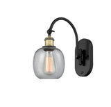 518-1W-BAB-G104 1-Light 6" Black Antique Brass Sconce - Seedy Belfast Glass - LED Bulb - Dimmensions: 6 x 13 x 12.75 - Glass Up or Down: Yes