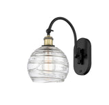 518-1W-BAB-G1213-8 1-Light 8" Black Antique Brass Sconce - Clear Athens Deco Swirl 8" Glass - LED Bulb - Dimmensions: 8 x 14 x 13.75 - Glass Up or Down: Yes