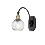 518-1W-BAB-G1214-6 1-Light 6" Black Antique Brass Sconce - Clear Athens Twisted Swirl 6" Glass - LED Bulb - Dimmensions: 6 x 13 x 11.75 - Glass Up or Down: Yes