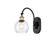 518-1W-BAB-G124-6 1-Light 6" Black Antique Brass Sconce - Seedy Athens Glass - LED Bulb - Dimmensions: 6 x 13 x 11.875 - Glass Up or Down: Yes