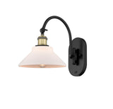 518-1W-BAB-G131 1-Light 8.375" Black Antique Brass Sconce - Matte White Orwell Glass - LED Bulb - Dimmensions: 8.375 x 14.1875 x 11 - Glass Up or Down: Yes