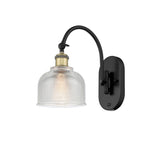 1-Light 5.5" Antique Brass Sconce - Clear Dayton Glass LED - w/Switch