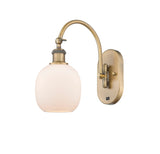 1-Light 6" Antique Brass Sconce - Matte White Belfast Glass LED - w/Switch