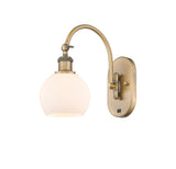 1-Light 6" Antique Brass Sconce - Cased Matte White Athens Glass LED - w/Switch