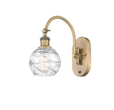 1-Light 6" Antique Brass Sconce - Clear Athens Deco Swirl 8" Glass LED - w/Switch