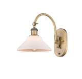 1-Light 8.375" Antique Brass Sconce - Matte White Orwell Glass LED - w/Switch