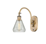 518-1W-BB-G275 1-Light 6" Brushed Brass Sconce - Clear Crackle Conesus Glass - LED Bulb - Dimmensions: 6 x 13 x 13.75 - Glass Up or Down: Yes