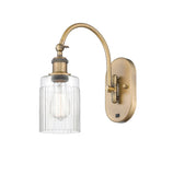 1-Light 5.3" Antique Brass Sconce - Clear Hadley Glass LED - w/Switch