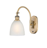 1-Light 6" Antique Brass Sconce - White Castile Glass LED - w/Switch