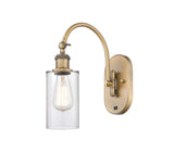 1-Light 5.3" Antique Brass Sconce - Clear Clymer Glass LED - w/Switch