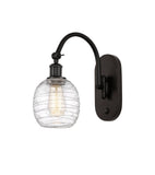 518-1W-OB-G1013 1-Light 6" Oil Rubbed Bronze Sconce - Deco Swirl Belfast Glass - LED Bulb - Dimmensions: 6 x 13 x 12.75 - Glass Up or Down: Yes