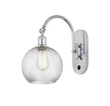 518-1W-PC-G1214-8 1-Light 8" Polished Chrome Sconce - Clear Athens Twisted Swirl 8" Glass - LED Bulb - Dimmensions: 8 x 14 x 13.75 - Glass Up or Down: Yes