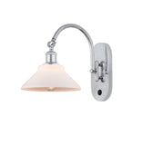 518-1W-PC-G131 1-Light 8.375" Polished Chrome Sconce - Matte White Orwell Glass - LED Bulb - Dimmensions: 8.375 x 14.1875 x 11 - Glass Up or Down: Yes