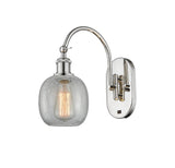 518-1W-PN-G105 1-Light 6" Polished Nickel Sconce - Clear Crackle Belfast Glass - LED Bulb - Dimmensions: 6 x 13 x 12.75 - Glass Up or Down: Yes