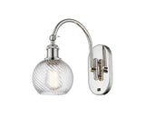 518-1W-PN-G1214-6 1-Light 6" Polished Nickel Sconce - Clear Athens Twisted Swirl 6" Glass - LED Bulb - Dimmensions: 6 x 13 x 11.75 - Glass Up or Down: Yes