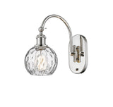 518-1W-PN-G1215-6 1-Light 6" Polished Nickel Sconce - Clear Athens Water Glass 6" Glass - LED Bulb - Dimmensions: 6 x 13 x 11.75 - Glass Up or Down: Yes