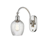 518-1W-PN-G292 1-Light 5.3" Polished Nickel Sconce - Clear Spiral Fluted Salina Glass - LED Bulb - Dimmensions: 5.3 x 12.5 x 12.75 - Glass Up or Down: Yes