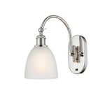 518-1W-PN-G381 1-Light 6" Polished Nickel Sconce - White Castile Glass - LED Bulb - Dimmensions: 6 x 13 x 12.75 - Glass Up or Down: Yes