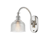 518-1W-PN-G412 1-Light 5.5" Polished Nickel Sconce - Clear Dayton Glass - LED Bulb - Dimmensions: 5.5 x 12.75 x 12.25 - Glass Up or Down: Yes