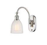518-1W-PN-G441 1-Light 5.75" Polished Nickel Sconce - White Brookfield Glass - LED Bulb - Dimmensions: 5.75 x 12.875 x 12.75 - Glass Up or Down: Yes