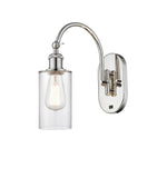 518-1W-PN-G802 1-Light 5.3" Polished Nickel Sconce - Clear Clymer Glass - LED Bulb - Dimmensions: 5.3 x 11.9375 x 12.625 - Glass Up or Down: Yes