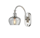 518-1W-PN-G92 1-Light 6.5" Polished Nickel Sconce - Clear Fenton Glass - LED Bulb - Dimmensions: 6.5 x 13.25 x 11.25 - Glass Up or Down: Yes