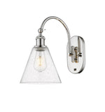 518-1W-PN-GBC-84 1-Light 8" Polished Nickel Sconce - Seedy Ballston Cone Glass - LED Bulb - Dimmensions: 8 x 14 x 13.75 - Glass Up or Down: Yes