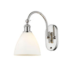 518-1W-PN-GBD-751 1-Light 8" Polished Nickel Sconce - Matte White Ballston Dome Glass - LED Bulb - Dimmensions: 8 x 13.75 x 13.25 - Glass Up or Down: Yes