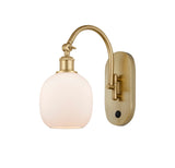 1-Light 6" Antique Brass Sconce - Matte White Belfast Glass LED - w/Switch