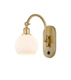 1-Light 6" Antique Brass Sconce - Cased Matte White Athens Glass LED - w/Switch