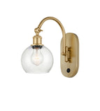 1-Light 6" Antique Brass Sconce - Seedy Athens Glass LED - w/Switch