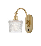 518-1W-SG-G402 1-Light 6.5" Satin Gold Sconce - Clear Niagra Glass - LED Bulb - Dimmensions: 6.5 x 13.25 x 12.25 - Glass Up or Down: Yes