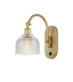 1-Light 5.5" Antique Brass Sconce - Clear Dayton Glass LED - w/Switch