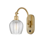 1-Light 5.75" Antique Brass Sconce - Clear Norfolk Glass LED - w/Switch