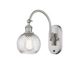 518-1W-SN-G1214-6 1-Light 6" Brushed Satin Nickel Sconce - Clear Athens Twisted Swirl 6" Glass - LED Bulb - Dimmensions: 6 x 13 x 11.75 - Glass Up or Down: Yes