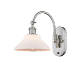 518-1W-SN-G131 1-Light 8.375" Brushed Satin Nickel Sconce - Matte White Orwell Glass - LED Bulb - Dimmensions: 8.375 x 14.1875 x 11 - Glass Up or Down: Yes