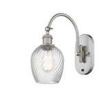 518-1W-SN-G292 1-Light 5.3" Brushed Satin Nickel Sconce - Clear Spiral Fluted Salina Glass - LED Bulb - Dimmensions: 5.3 x 12.5 x 12.75 - Glass Up or Down: Yes